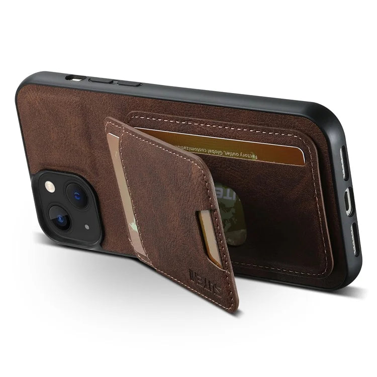 SUTENI H02 For iPhone 13 6.1 inch Case Litchi Texture Vertical Flip Kickstand Phone Cover