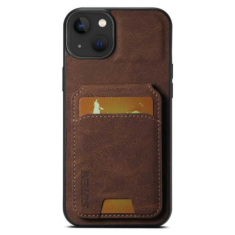 SUTENI H02 For iPhone 13 6.1 inch Case Litchi Texture Vertical Flip Kickstand Phone Cover
