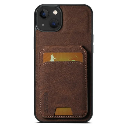 SUTENI H02 For iPhone 13 6.1 inch Case Litchi Texture Vertical Flip Kickstand Phone Cover