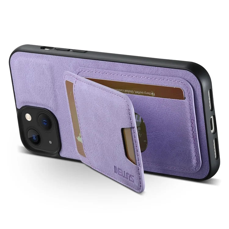 SUTENI H02 For iPhone 13 6.1 inch Case Litchi Texture Vertical Flip Kickstand Phone Cover