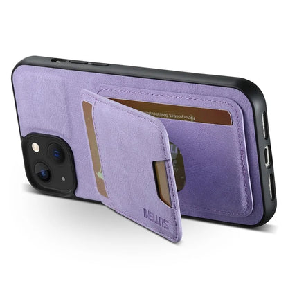SUTENI H02 For iPhone 13 6.1 inch Case Litchi Texture Vertical Flip Kickstand Phone Cover