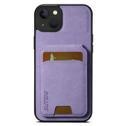 SUTENI H02 For iPhone 13 6.1 inch Case Litchi Texture Vertical Flip Kickstand Phone Cover