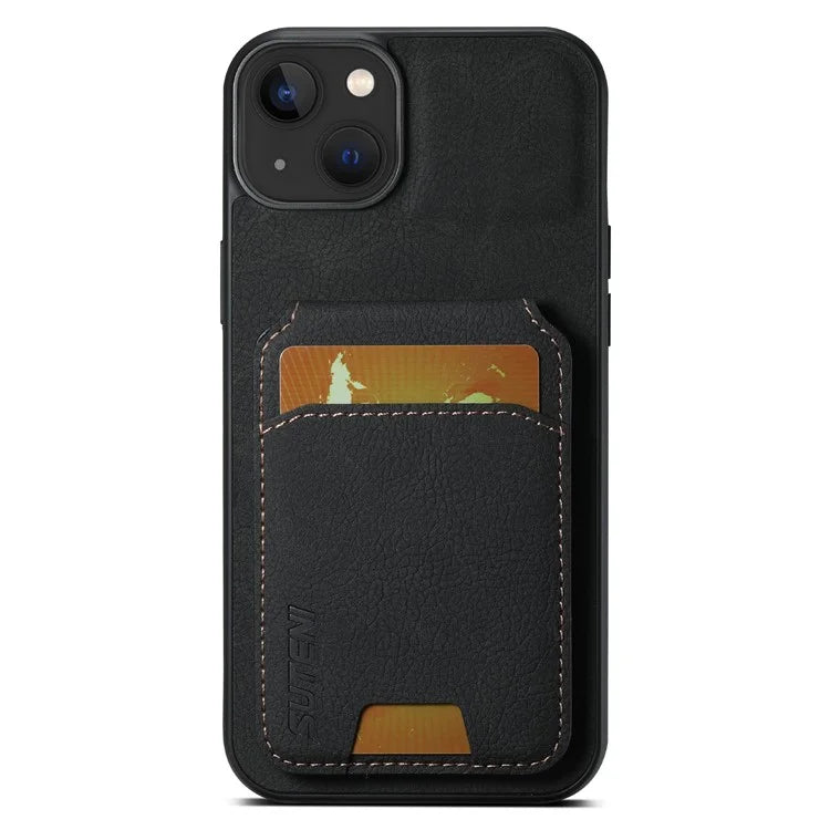 SUTENI H02 For iPhone 13 6.1 inch Case Litchi Texture Vertical Flip Kickstand Phone Cover
