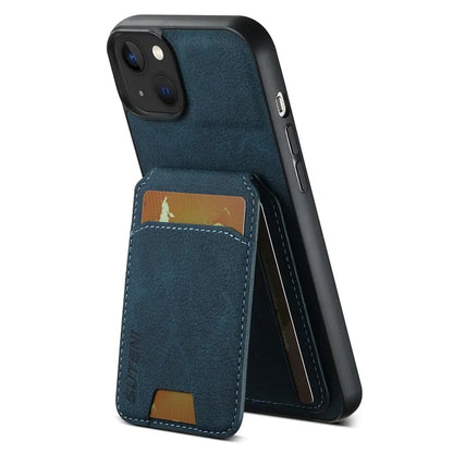 SUTENI H02 For iPhone 13 6.1 inch Case Litchi Texture Vertical Flip Kickstand Phone Cover