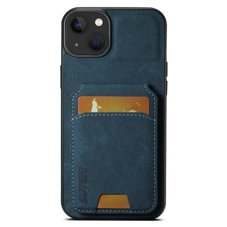 SUTENI H02 For iPhone 13 6.1 inch Case Litchi Texture Vertical Flip Kickstand Phone Cover