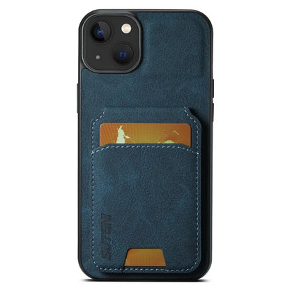 SUTENI H02 For iPhone 13 6.1 inch Case Litchi Texture Vertical Flip Kickstand Phone Cover