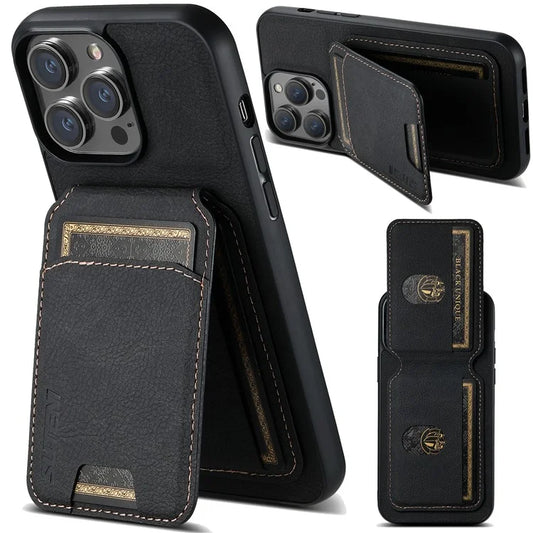SUTENI H02 For iPhone 14 Pro Max Case PU Leather Litchi Texture Phone Shell with Card Slots