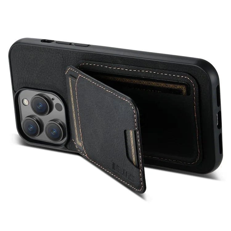 SUTENI H02 For iPhone 14 Pro Max Case PU Leather Litchi Texture Phone Shell with Card Slots