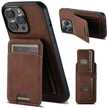 SUTENI H02 For iPhone 11 Pro Max Case Litchi Texture Kickstand Card Slots Protective Shell