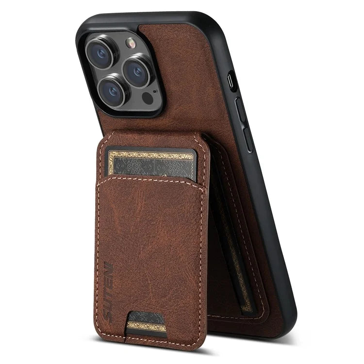 SUTENI H02 For iPhone 11 Pro Max Case Litchi Texture Kickstand Card Slots Protective Shell