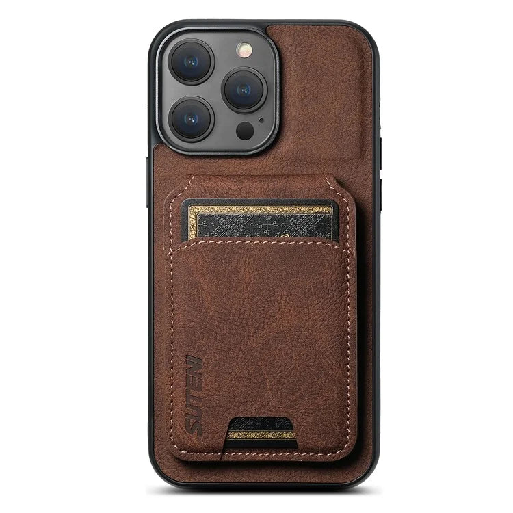 SUTENI H02 For iPhone 11 Pro Max Case Litchi Texture Kickstand Card Slots Protective Shell