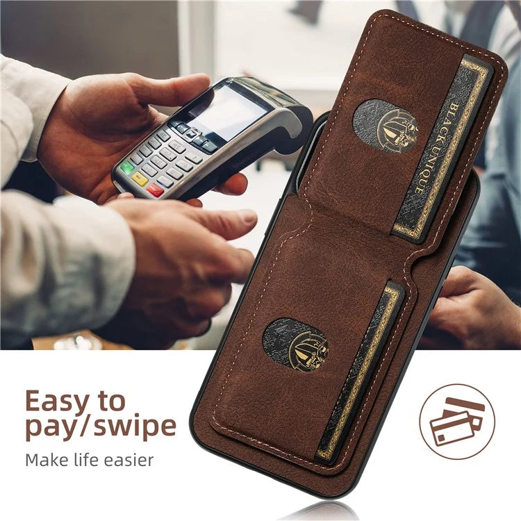 SUTENI H02 For iPhone 11 Pro Max Case Litchi Texture Kickstand Card Slots Protective Shell