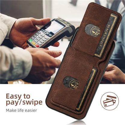 SUTENI H02 For iPhone 11 Pro Max Case Litchi Texture Kickstand Card Slots Protective Shell
