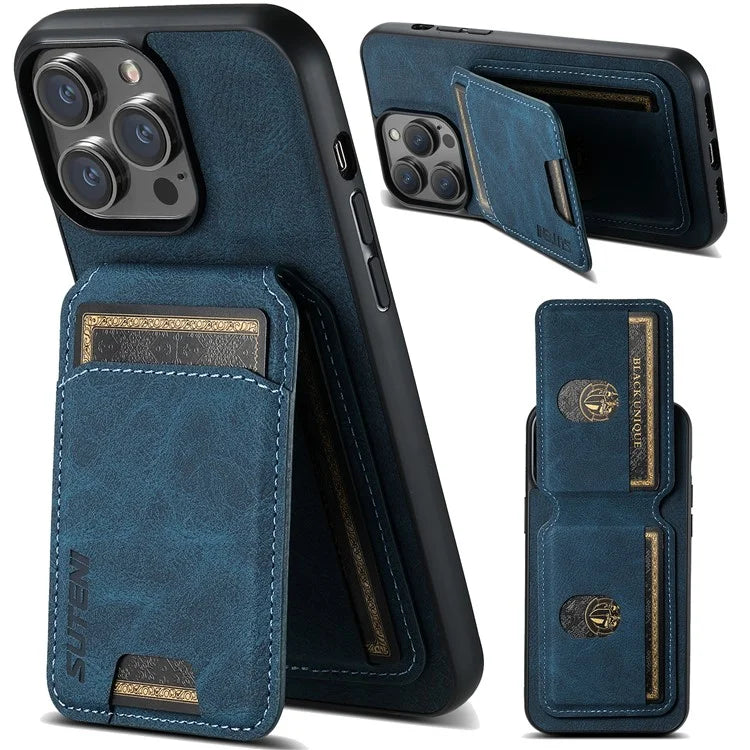 SUTENI H02 For iPhone 11 Pro Max Case Litchi Texture Kickstand Card Slots Protective Shell