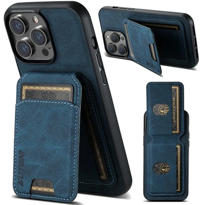 SUTENI H02 For iPhone 11 Pro Max Case Litchi Texture Kickstand Card Slots Protective Shell