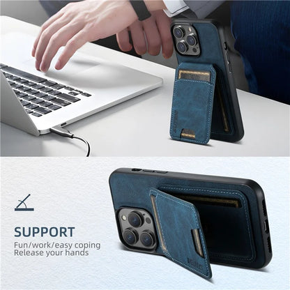 SUTENI H02 For iPhone 11 Pro Max Case Litchi Texture Kickstand Card Slots Protective Shell