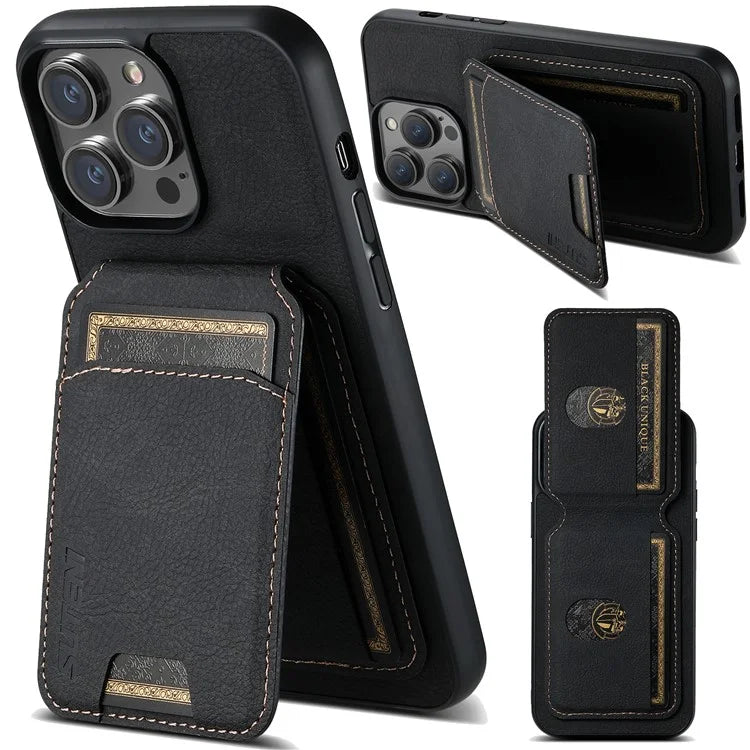 SUTENI H02 For iPhone 11 Pro Max Case Litchi Texture Kickstand Card Slots Protective Shell