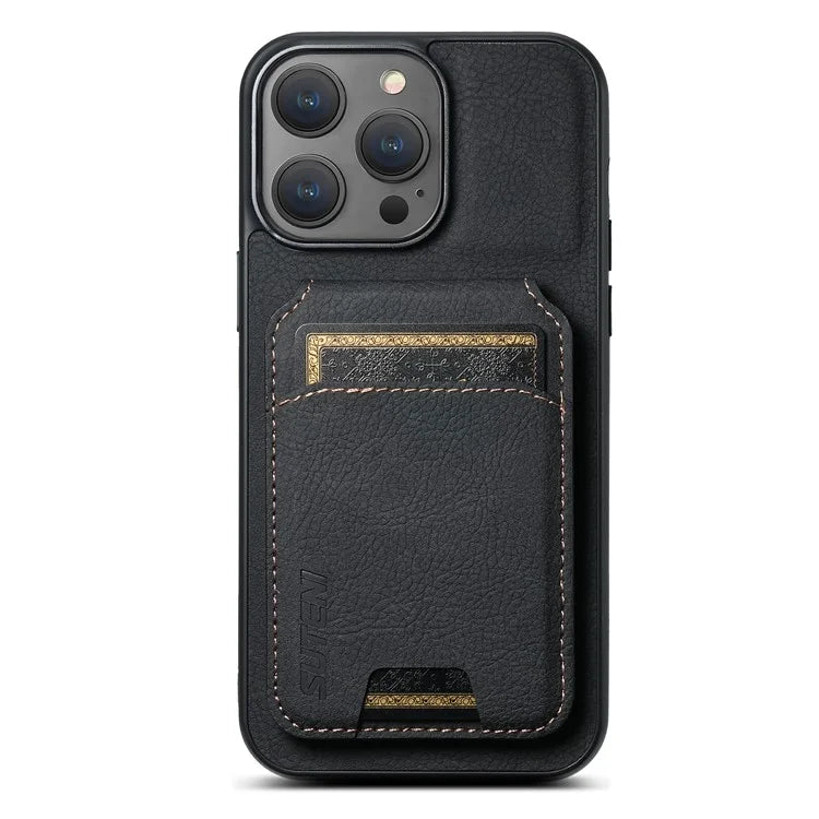 SUTENI H02 For iPhone 11 Pro Max Case Litchi Texture Kickstand Card Slots Protective Shell