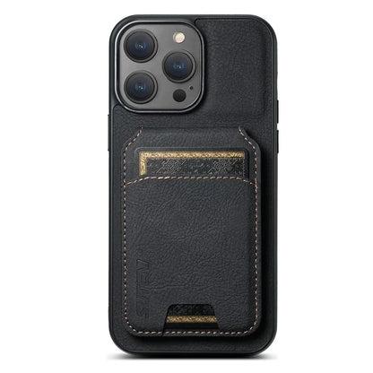 SUTENI H02 For iPhone 11 Pro Max Case Litchi Texture Kickstand Card Slots Protective Shell