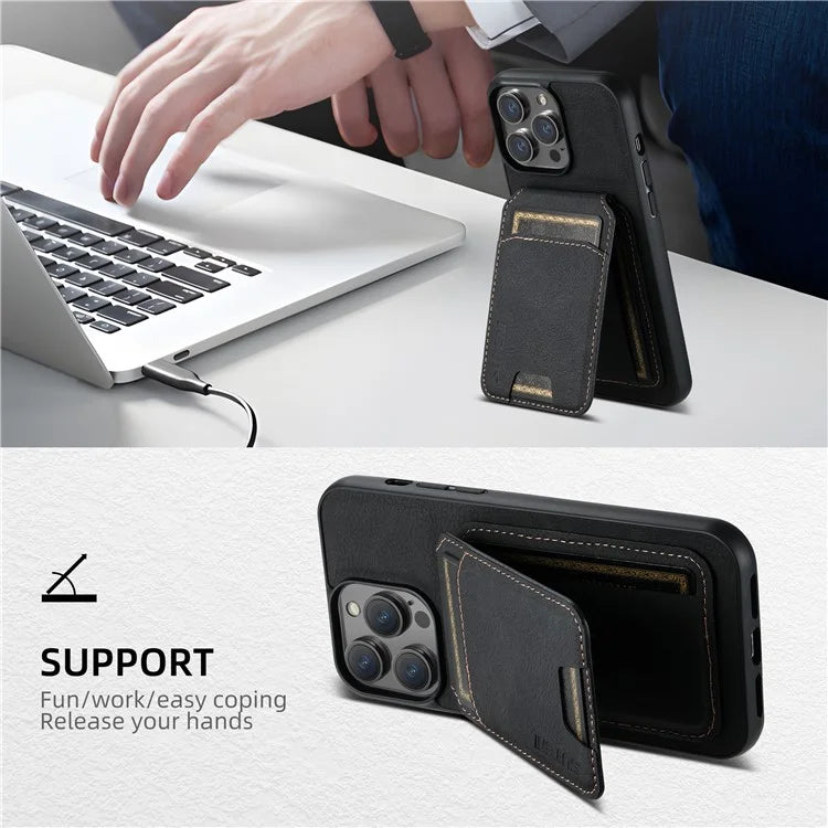 SUTENI H02 For iPhone 11 Pro Max Case Litchi Texture Kickstand Card Slots Protective Shell