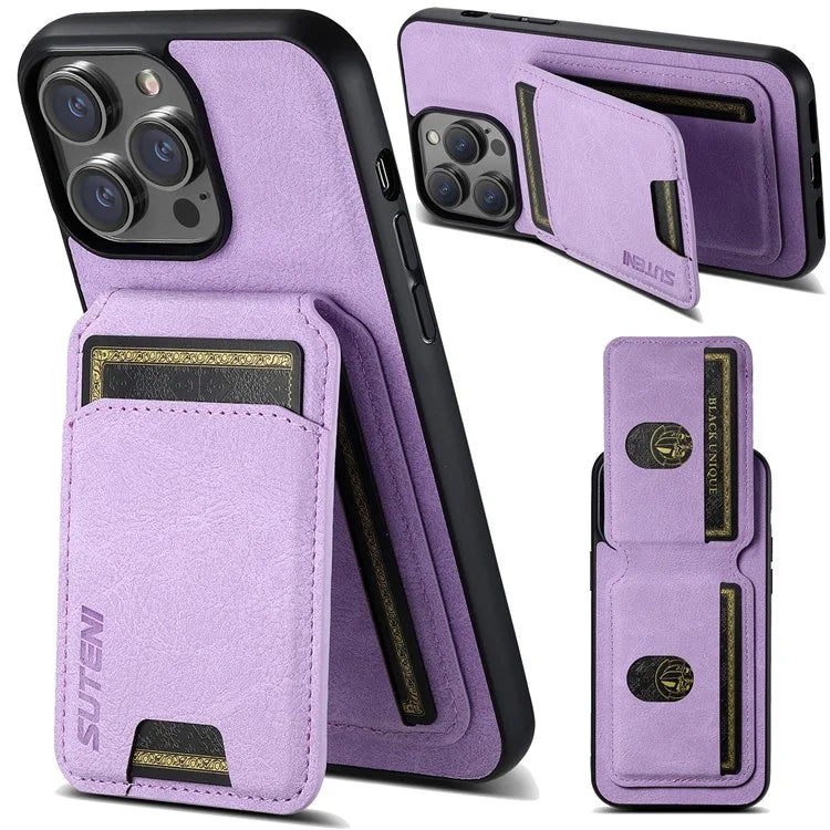 SUTENI H02 For iPhone 11 Pro Max Case Litchi Texture Kickstand Card Slots Protective Shell
