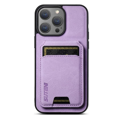 SUTENI H02 For iPhone 11 Pro Max Case Litchi Texture Kickstand Card Slots Protective Shell