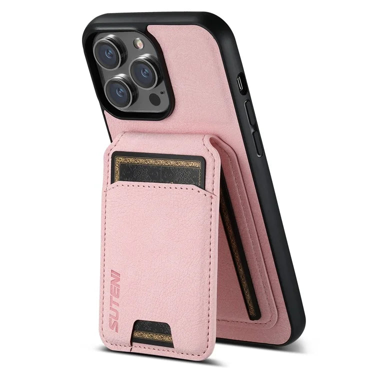 SUTENI H02 For iPhone 11 Pro Max Case Litchi Texture Kickstand Card Slots Protective Shell