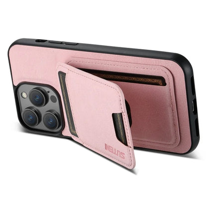 SUTENI H02 For iPhone 11 Pro Max Case Litchi Texture Kickstand Card Slots Protective Shell