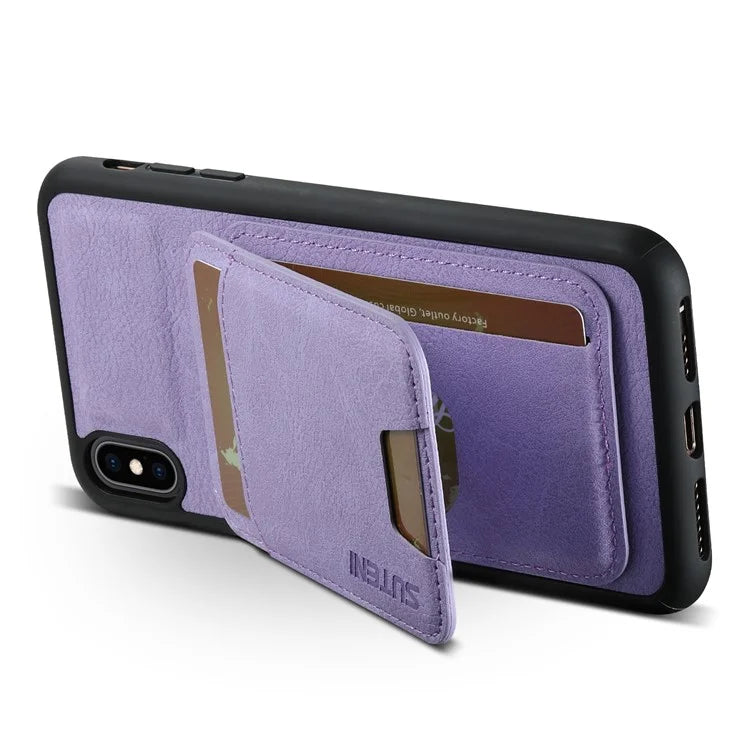 SUTENI H02 For iPhone X / XS 5.8 inch Litchi Texture Case PU Leather+TPU Vertical Flip Phone Cover