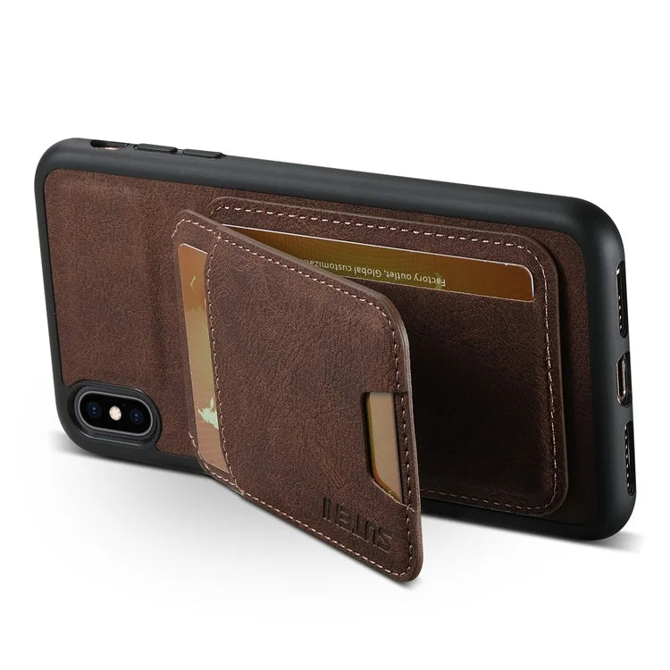 SUTENI H02 For iPhone X / XS 5.8 inch Litchi Texture Case PU Leather+TPU Vertical Flip Phone Cover