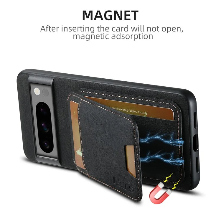 SUTENI H02 For Google Pixel 8 Pro Litchi Texture Case Vertical Flip Card Holder Protective Back Cover