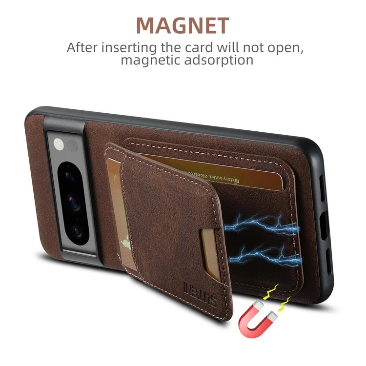 SUTENI H02 For Google Pixel 8 Pro Litchi Texture Case Vertical Flip Card Holder Protective Back Cover