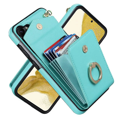 For Samsung Galaxy S23 Cover Ring Kickstand RFID Blocking Card Bag PU+TPU Cell Phone Case