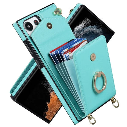 For Samsung Galaxy S22 Ultra 5G Phone Case Ring Kickstand Cover with 2 Straps