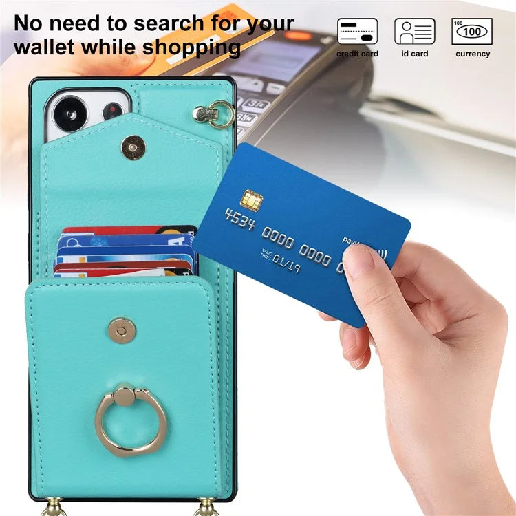 For Samsung Galaxy S22 Ultra 5G Phone Case Ring Kickstand Cover with 2 Straps
