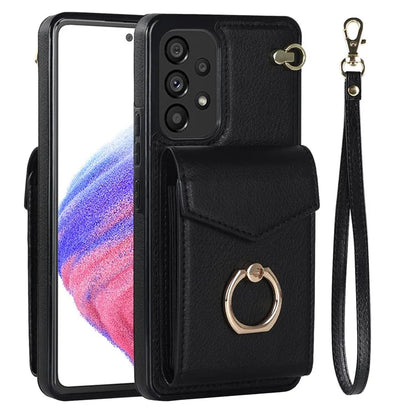 For Samsung Galaxy M32 5G / A32 5G Cover Leather+TPU Accordion Card Bag Cell Phone Case with Kickstand