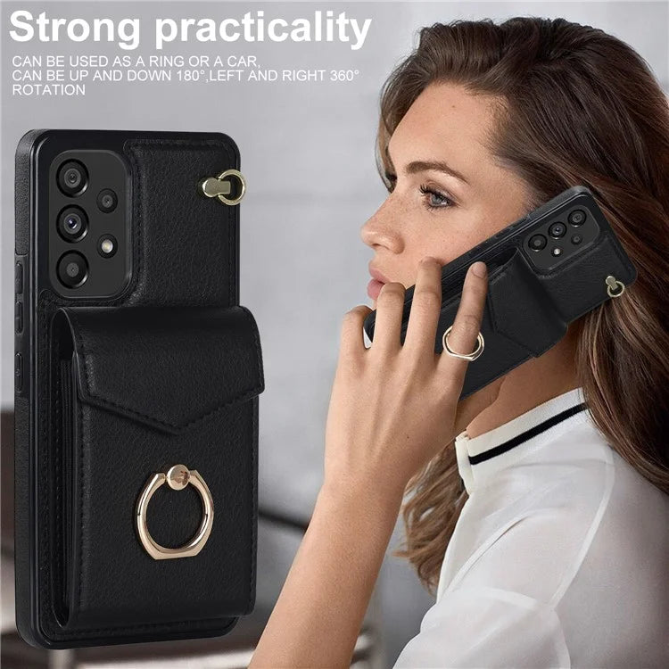 For Samsung Galaxy M32 5G / A32 5G Cover Leather+TPU Accordion Card Bag Cell Phone Case with Kickstand