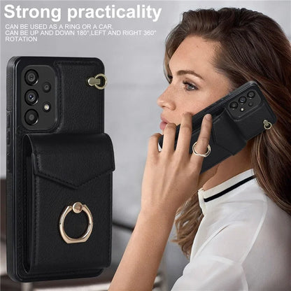For Samsung Galaxy M32 5G / A32 5G Cover Leather+TPU Accordion Card Bag Cell Phone Case with Kickstand