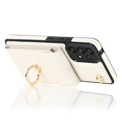 For Samsung Galaxy M32 5G / A32 5G Cover Leather+TPU Accordion Card Bag Cell Phone Case with Kickstand