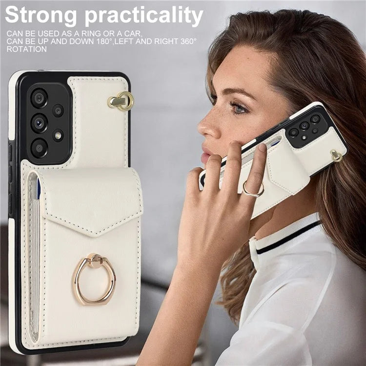 For Samsung Galaxy M32 5G / A32 5G Cover Leather+TPU Accordion Card Bag Cell Phone Case with Kickstand