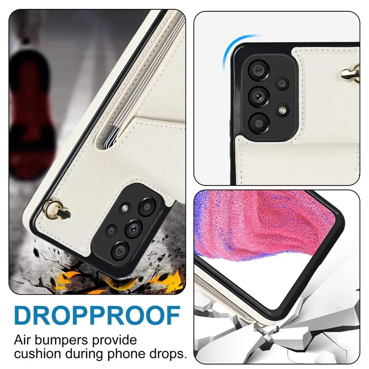 For Samsung Galaxy M32 5G / A32 5G Cover Leather+TPU Accordion Card Bag Cell Phone Case with Kickstand
