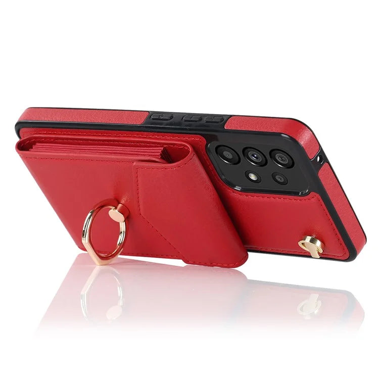 For Samsung Galaxy M32 5G / A32 5G Cover Leather+TPU Accordion Card Bag Cell Phone Case with Kickstand
