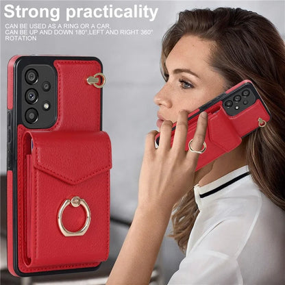 For Samsung Galaxy M32 5G / A32 5G Cover Leather+TPU Accordion Card Bag Cell Phone Case with Kickstand