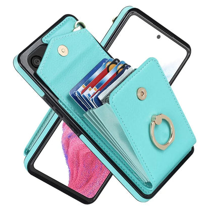 For Samsung Galaxy M32 5G / A32 5G Cover Leather+TPU Accordion Card Bag Cell Phone Case with Kickstand