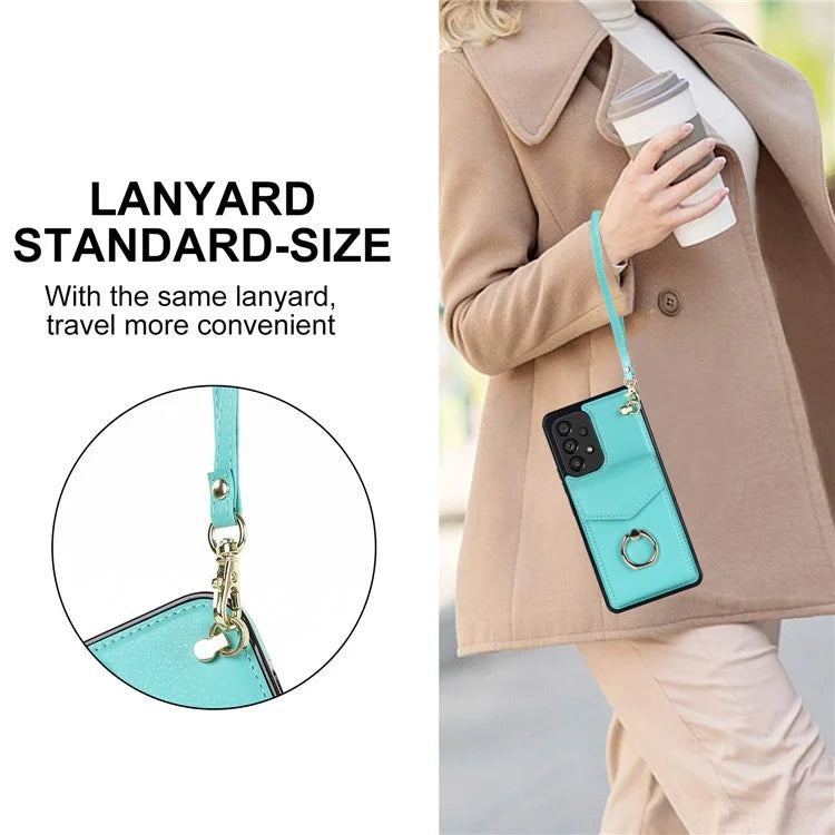 For Samsung Galaxy M32 5G / A32 5G Cover Leather+TPU Accordion Card Bag Cell Phone Case with Kickstand