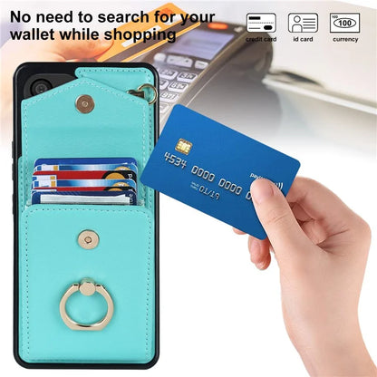 For Samsung Galaxy M32 5G / A32 5G Cover Leather+TPU Accordion Card Bag Cell Phone Case with Kickstand
