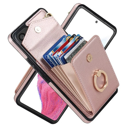 For Samsung Galaxy M32 5G / A32 5G Cover Leather+TPU Accordion Card Bag Cell Phone Case with Kickstand