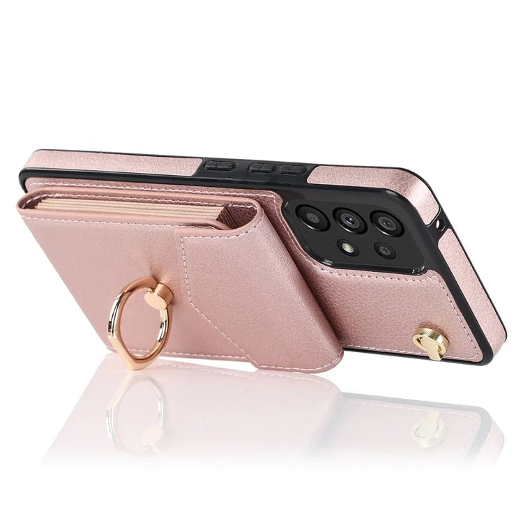 For Samsung Galaxy M32 5G / A32 5G Cover Leather+TPU Accordion Card Bag Cell Phone Case with Kickstand