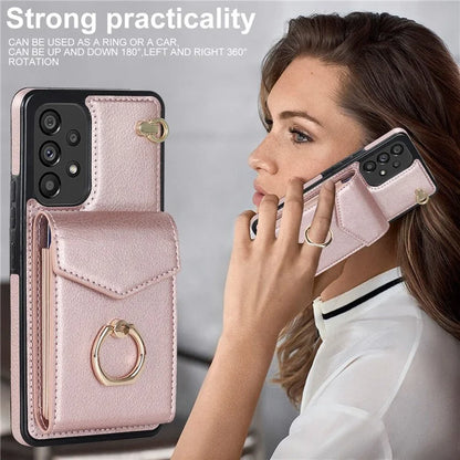 For Samsung Galaxy M32 5G / A32 5G Cover Leather+TPU Accordion Card Bag Cell Phone Case with Kickstand