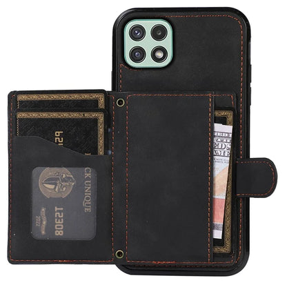 For Samsung Galaxy A22 5G (EU Version) Rhombus Grid Phone Case TPU+PU Leather Kickstand Shell
